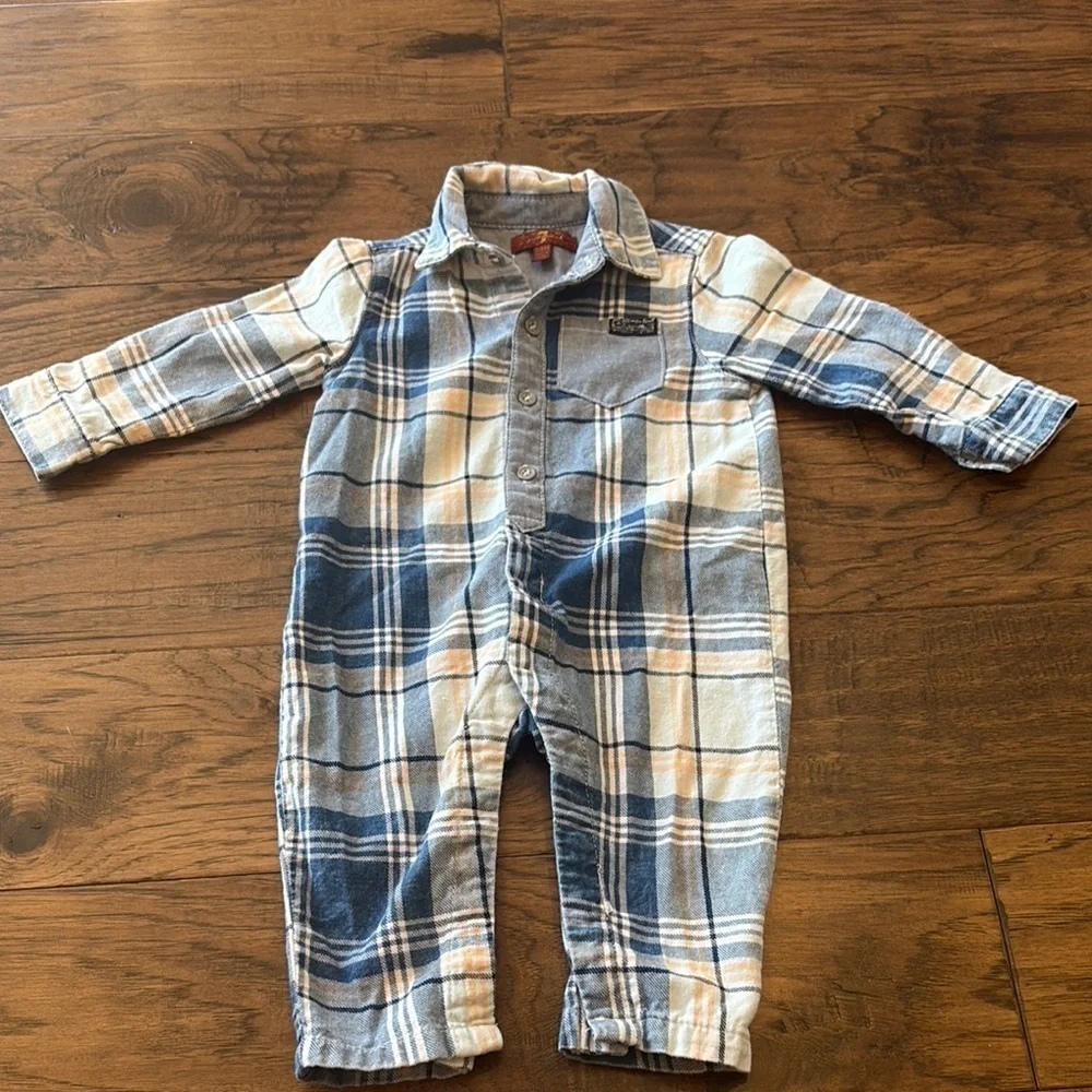7 for all mankind Plaid Baby Onesie Polo Outfit